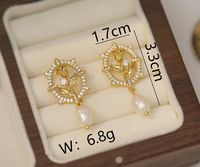 1 Pair IG Style Modern Style Classic Style Rose Plating Inlay Copper Freshwater Pearl Zircon Drop Earrings main image 2