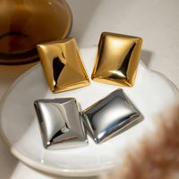 1 Pair IG Style Rectangle 304 Stainless Steel 18K Gold Plated Ear Studs main image 1