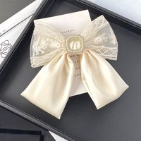 Women's Elegant Sweet Bow Knot Cloth Inlay Rhinestones Hair Clip sku image 2