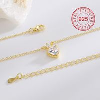 Sterling Silver 18K Gold Plated Simple Style Inlay Sun Star Heart Shape Zircon Pendant Necklace main image 5