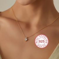 Sterling Silver 18K Gold Plated Simple Style Inlay Sun Star Heart Shape Zircon Pendant Necklace main image 6