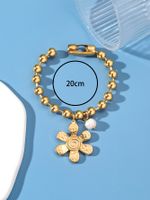 304 Stainless Steel 24K Gold Plated Sweet Classic Style Beaded Inlay Flower Pearl Bracelets main image 2