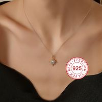 Sterling Silver 18K Gold Plated Simple Style Inlay Sun Star Heart Shape Zircon Pendant Necklace main image 7