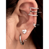 1 Piece Casual French Style Korean Style Cross Heart Shape Enamel Inlay Copper Zircon Ear Cuffs Earrings Ear Studs main image 1