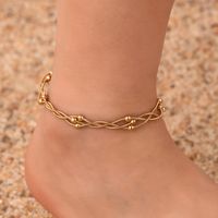 Hawaiian Tropical Cool Style Solid Color 304 Stainless Steel Plating 18K Gold Plated Women's Anklet main image 1