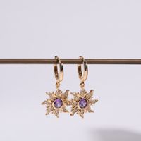 Copper Gold Plated Sweet Plating Inlay Sun Zircon Rings Earrings Necklace main image 5