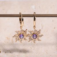 Copper Gold Plated Sweet Plating Inlay Sun Zircon Rings Earrings Necklace main image 4