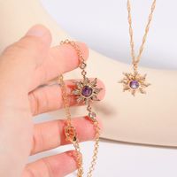 Copper Gold Plated Sweet Plating Inlay Sun Zircon Rings Earrings Necklace main image 2