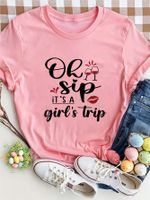 Women's T-shirt Short Sleeve T-Shirts Round Casual Letter main image 5