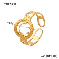 Titanium Steel 18K Gold Plated Casual Simple Style Plating Hollow Out Heart Shape Smiley Face Flower Open Rings sku image 1