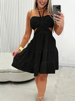 Women's Regular Dress Sexy V Neck Sleeveless Solid Color Above Knee Daily Beach main image 2