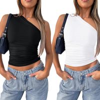 Women's Wrap Crop Top Tank Tops Simple Style Solid Color main image 6