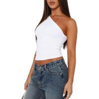 Women's Wrap Crop Top Tank Tops Simple Style Solid Color main image 2