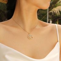 Copper Alloy 18K Gold Plated IG Style Sweet Hollow Out Inlay Life Tree Zircon Pendant Necklace main image 3