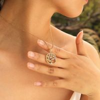 Copper Alloy 18K Gold Plated IG Style Sweet Hollow Out Inlay Life Tree Zircon Pendant Necklace main image 7