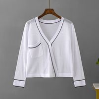Women's Knitwear Long Sleeve Blouses Braid British Style Solid Color Lines main image 4