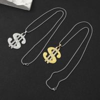 Hip Hop Dollar Acier Inoxydable 201 Alliage De Zinc Incruster Strass Hommes Pendentif main image 1