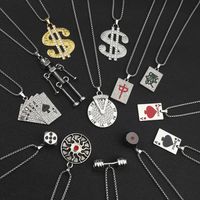 Hip Hop Robot Mahjong Poker Alliage De Zinc Acier Inoxydable 201 Incruster Strass Hommes Pendentif main image 9