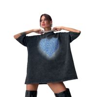 Femmes T-Shirt Manche Courte T-shirts Impression Vêtement De Rue Forme De Cœur main image 3