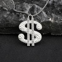 Hip-Hop Dollar 201 Stainless Steel Zinc Alloy Inlay Rhinestones Men's Pendant Necklace sku image 1
