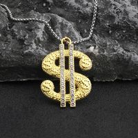 Hip Hop Dollar Acier Inoxydable 201 Alliage De Zinc Incruster Strass Hommes Pendentif main image 4