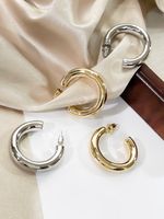 1 Pair Simple Style Artistic C Shape Copper 14K Gold Plated Ear Studs main image 6