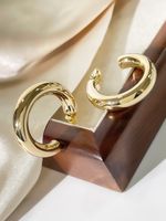 1 Pair Simple Style Artistic C Shape Copper 14K Gold Plated Ear Studs main image 5