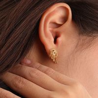 1 Pair Tropical Simple Style Roman Style Devil's Eye Chain Hollow Out Inlay Sterling Silver Zircon White Gold Plated Gold Plated Ear Studs main image 6