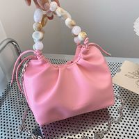 Women's Pu Leather Solid Color Elegant Beading Pillow Shape Magnetic Buckle Crossbody Bag main image 3