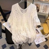 Women's Knitwear Eyelet Top Sleeveless Sweaters & Cardigans Hollow Out Streetwear Solid Color main image 3