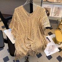 Women's Knitwear Eyelet Top Sleeveless Sweaters & Cardigans Hollow Out Streetwear Solid Color main image 2