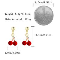 1 Pair Sweet Simple Style Commute Cherry Inlay Alloy Rhinestones Gold Plated Drop Earrings main image 2