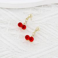 1 Pair Sweet Simple Style Commute Cherry Inlay Alloy Rhinestones Gold Plated Drop Earrings main image 5