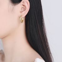 1 Pair Simple Style C Shape Inlay Copper Zircon Ear Studs main image 6