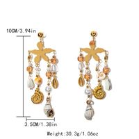 1 Pair Elegant Luxurious Starfish Conch Plating 304 Stainless Steel Crystal Pearl Shell Gold Plated Drop Earrings sku image 1