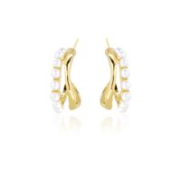 1 Pair Elegant Simple Style Commute C Shape Inlay Iron Pearl Gold Plated Ear Studs main image 3