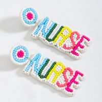 1 Pair Simple Style Classic Style Letter Plating Inlay Seed Bead Rhinestones Drop Earrings main image 3