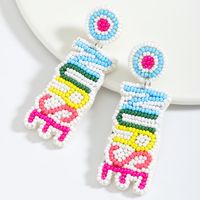 1 Pair Simple Style Classic Style Letter Plating Inlay Seed Bead Rhinestones Drop Earrings main image 4