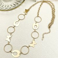 304 Stainless Steel Glam Simple Style Irregular Patchwork Hollow Out Round Butterfly Chain Long Necklace main image 3