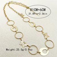 304 Stainless Steel Glam Simple Style Irregular Patchwork Hollow Out Round Butterfly Chain Long Necklace main image 2