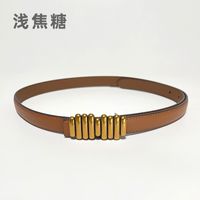 Brown Leather Retro Belt Women's New Jeans Decorative Two-layer Cowhide sku image 3