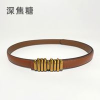 Brown Leather Retro Belt Women's New Jeans Decorative Two-layer Cowhide sku image 2