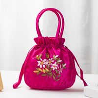 Women's Small Silk Flower Vintage Style String Handbag sku image 1