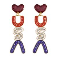 1 Pair Vintage Style Luxurious Classic Style Usa Enamel Alloy Drop Earrings main image 3