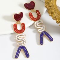 1 Pair Vintage Style Luxurious Classic Style Usa Enamel Alloy Drop Earrings main image 8