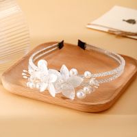 Women's Fairy Style Shiny Flower Organza Metal Inlay Artificial Crystal Artificial Pearls Hair Band sku image 2