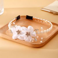 Women's Fairy Style Shiny Flower Organza Metal Inlay Artificial Crystal Artificial Pearls Hair Band sku image 1