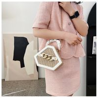 Women's Small Straw Geometric Classic Style Lock Clasp Straw Bag main image 6