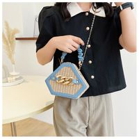 Women's Small Straw Geometric Classic Style Lock Clasp Straw Bag main image 4