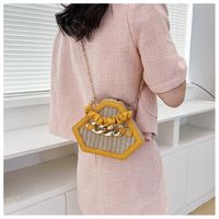 Women's Small Straw Geometric Classic Style Lock Clasp Straw Bag main image 5